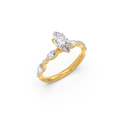 Marquise Cut with Side Diamonds Accent Engagement Ring