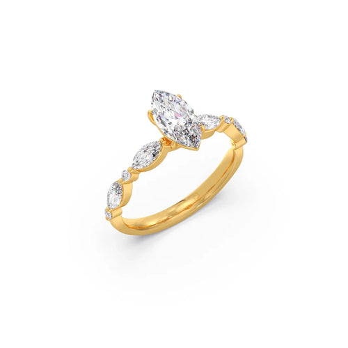 Marquise Cut with Side Diamonds Accent Engagement Ring