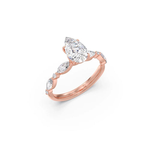 Pear Cut with Side Diamonds Accent Engagement Ring