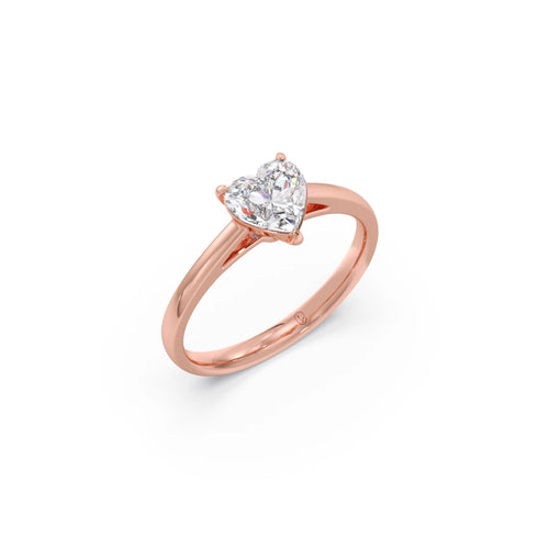 Solitaire Heart Shape Diamond Engagement Ring - 0.88 Cts