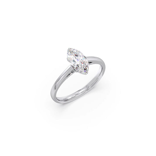Solitaire Marquise Shape Diamond Engagement Ring - 1.00 Cts - White