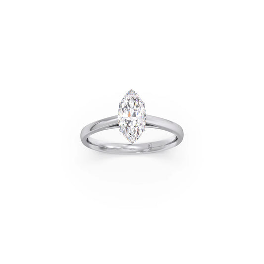 Solitaire Marquise Shape Diamond Engagement Ring - 1.00 Cts - White