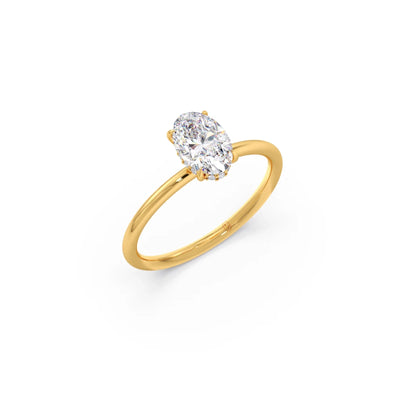 Classic Oval Shape Diamond Ring with Sleek Band