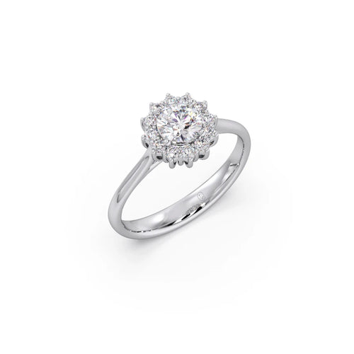 Round Shape Diamond with Halo Setting Ring