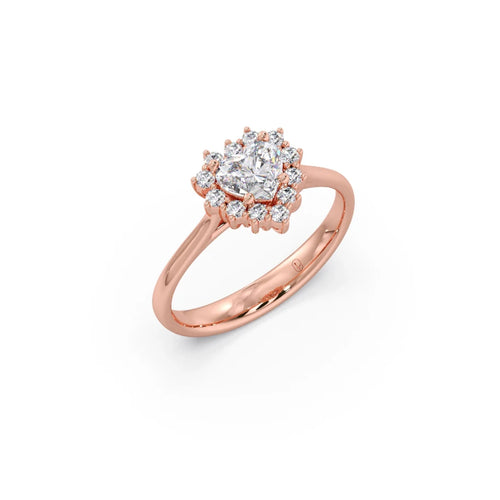 Heart Shape Diamond with Halo Setting Ring