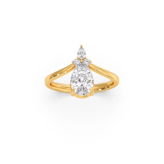 Comet Pear Round Stylized Ring