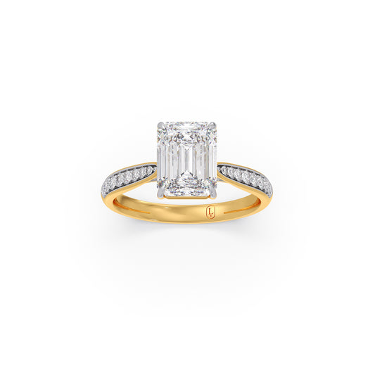 1.70 Cts Emerald Cut Diamond Engagement Ring - Yellow