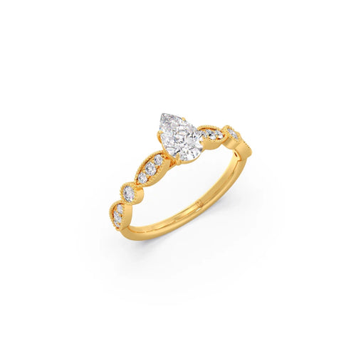 Vintage Milgrain Style Pear Shape Diamond Engagement Ring