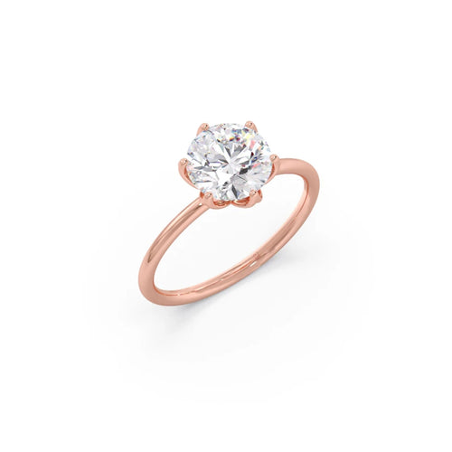 Round Solitaire Tulip Setting Engagement Ring
