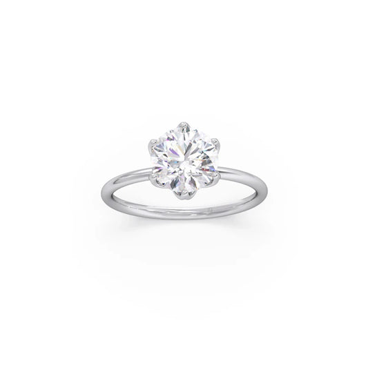 Round Solitaire Tulip Setting Engagement Ring - White