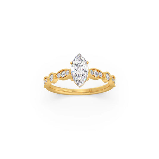 Vintage Milgrain Style Marquise Shape Diamond Engagement Ring