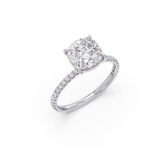 Cushion Cut Engagement Ring - White