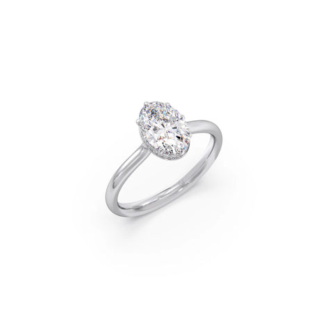 1.50 Cts Oval Shape Engagement Ring with Hidden Halo Setting