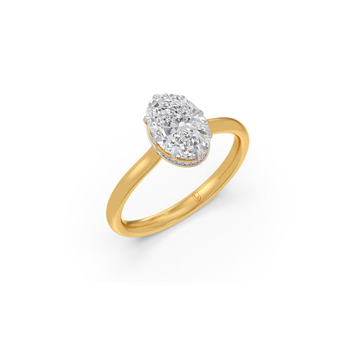 1.50 Cts Oval Shape Engagement Ring with Hidden Halo Setting