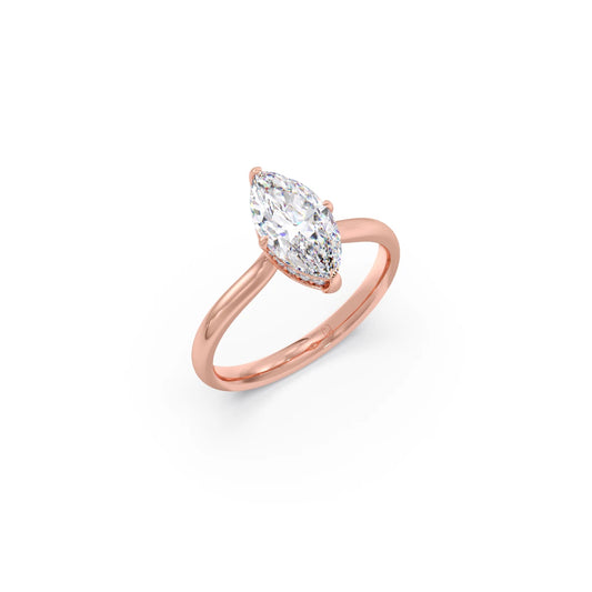 1.63 Cts Marquise Shape Engagement Ring with Hidden Halo Setting