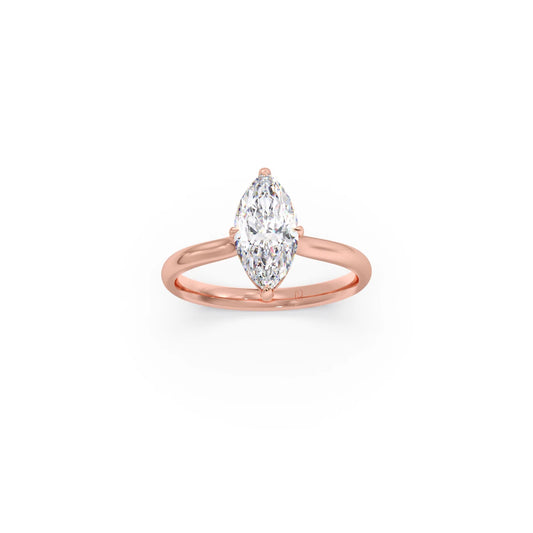 1.63 Cts Marquise Shape Engagement Ring with Hidden Halo Setting