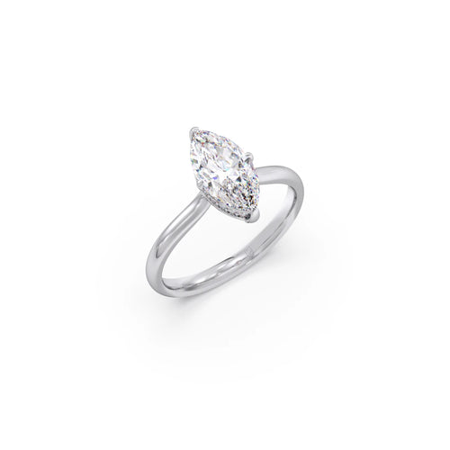 1.63 Cts Marquise Shape Engagement Ring with Hidden Halo Setting