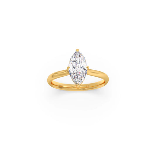 1.63 Cts Marquise Shape Engagement Ring with Hidden Halo Setting