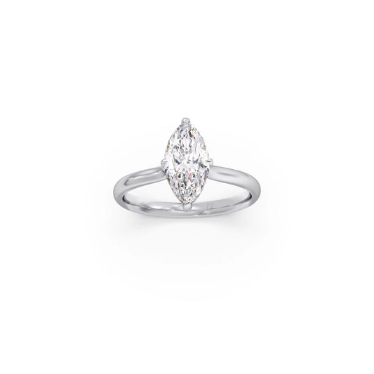 1.63 Cts Marquise Shape Engagement Ring with Hidden Halo Setting