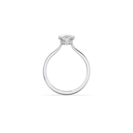1.63 Cts Marquise Shape Engagement Ring with Hidden Halo Setting