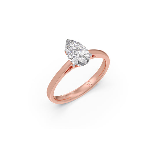 Classic Pear-Shaped Solitaire Ring - 1.00 cts - Rose