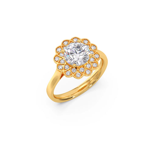 Round Diamond Engagement Ring with Floral Halo