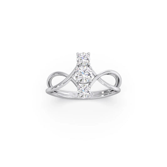 Interlocking Three-Stone Diamond Ring - White