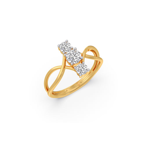 Interlocking Three-Stone Diamond Ring