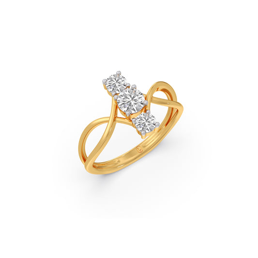 Interlocking Three-Stone Diamond Ring - Yellow