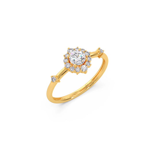 Starburst Diamond Engagement Ring - Yellow