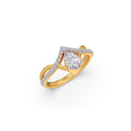 Whimsical Pear Diamond Ring - Yellow
