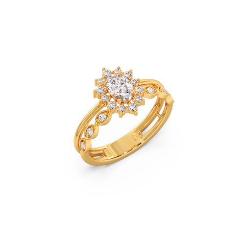 Vintage Halo Oval Diamond Ring