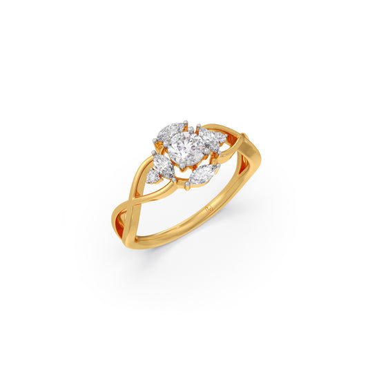 Intricate Halo Diamond Ring - Yellow