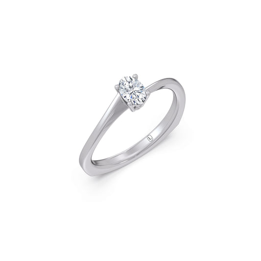 Elegant Twist Solitaire Engagement Band - White