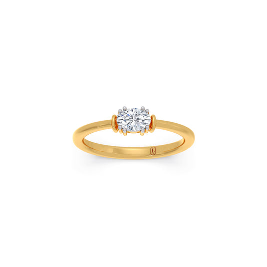 Oval Sparkle Solitaire Ring - Yellow