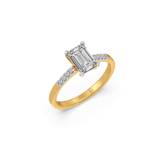 Brilliant Radiant Cut Love Solitaire Ring - Yellow