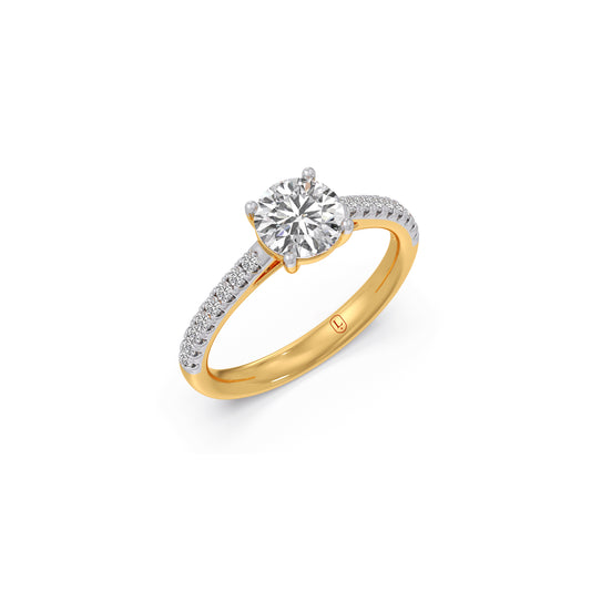 Four Prong Round Cut Engagement Ring 6.60mm - Yellow