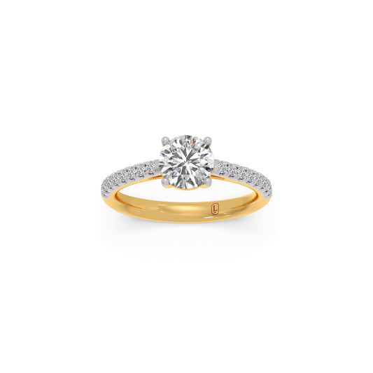 Four Prong Round Cut Engagement Ring 6.60mm - Yellow
