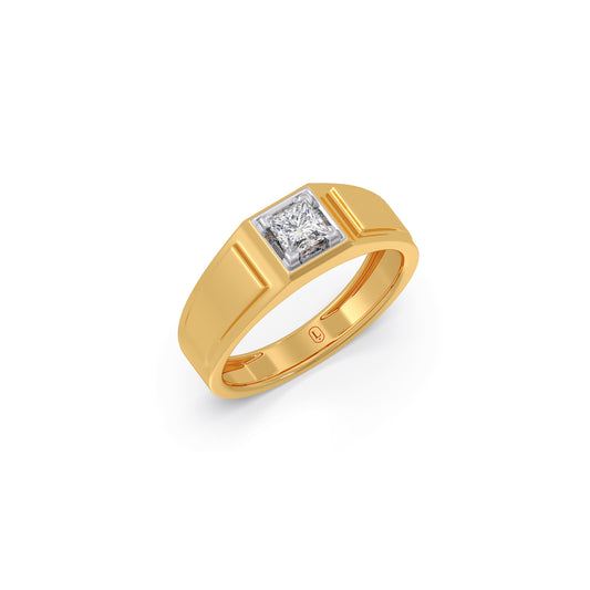 Princess Cut Diamond Men's Classic Ring - Yellow