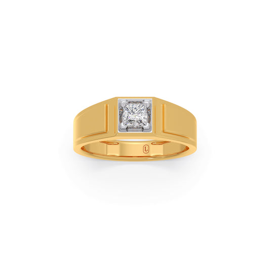 Princess Cut Diamond Men's Classic Ring - Yellow