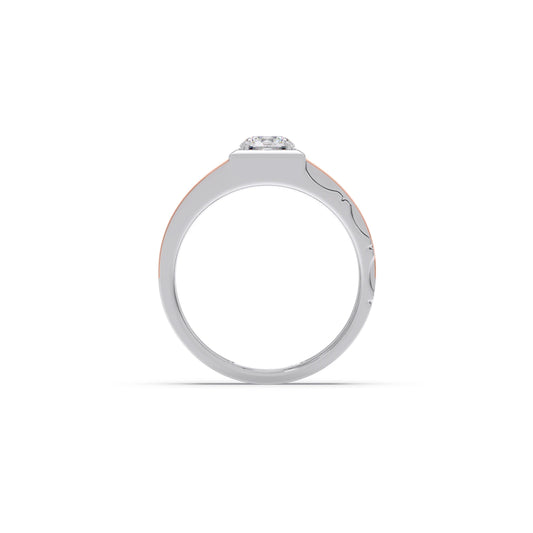 0.66 Carat Dual Tone Textured Diamond Men's Classic Ring