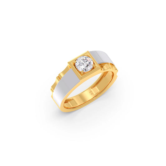 0.66 Carat Dual Tone Textured Diamond Men's Classic Ring