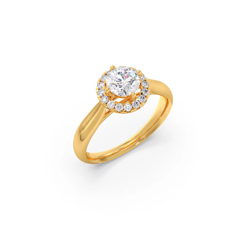 Round Halo Solitaire Engagement Ring 6.00mm