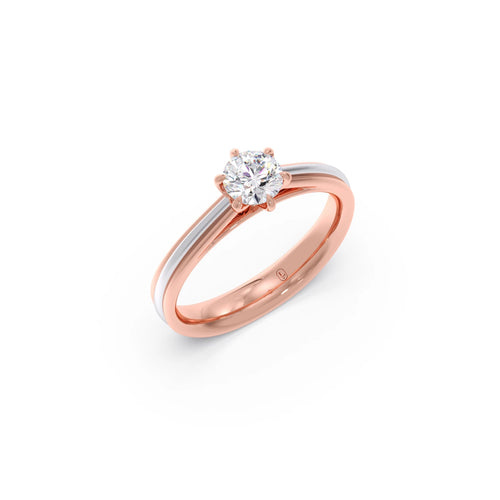 0.54 Carat Six Prong Solitaire Engagement Dual Tone Ring