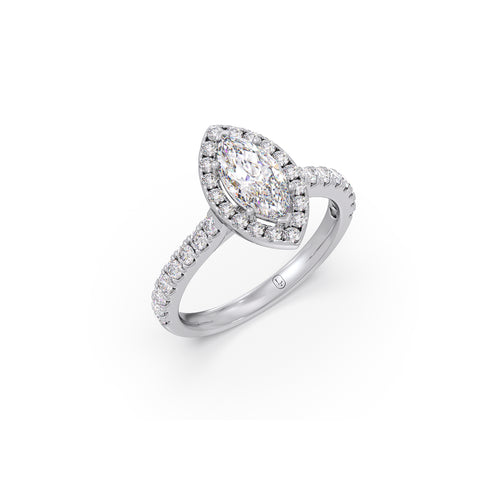 Graceful Marquise Halo Solitaire Engagement Ring