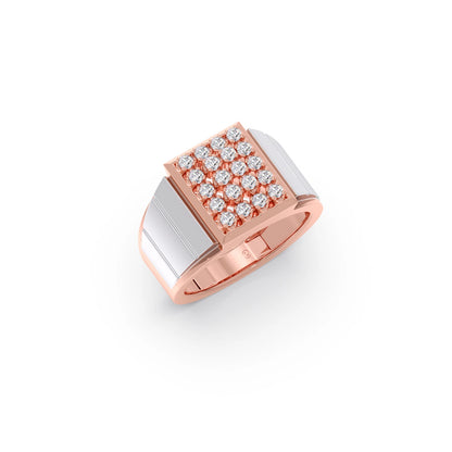 Dual Tone Luxurious Diamond Geometric Men's Band