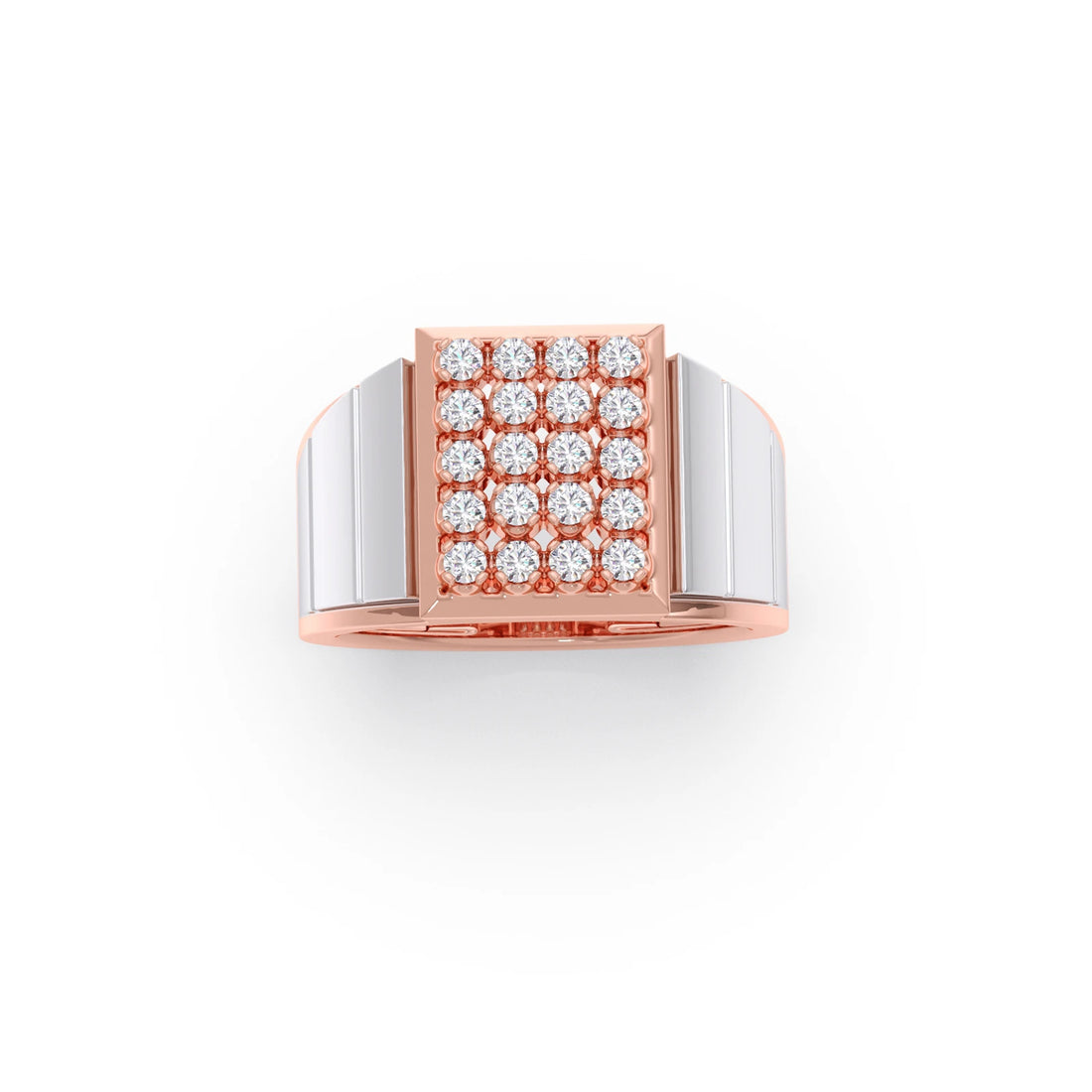 Dual Tone Luxurious Diamond Geometric Men's Band