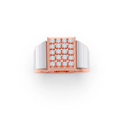 Dual Tone Luxurious Diamond Geometric Men's Band