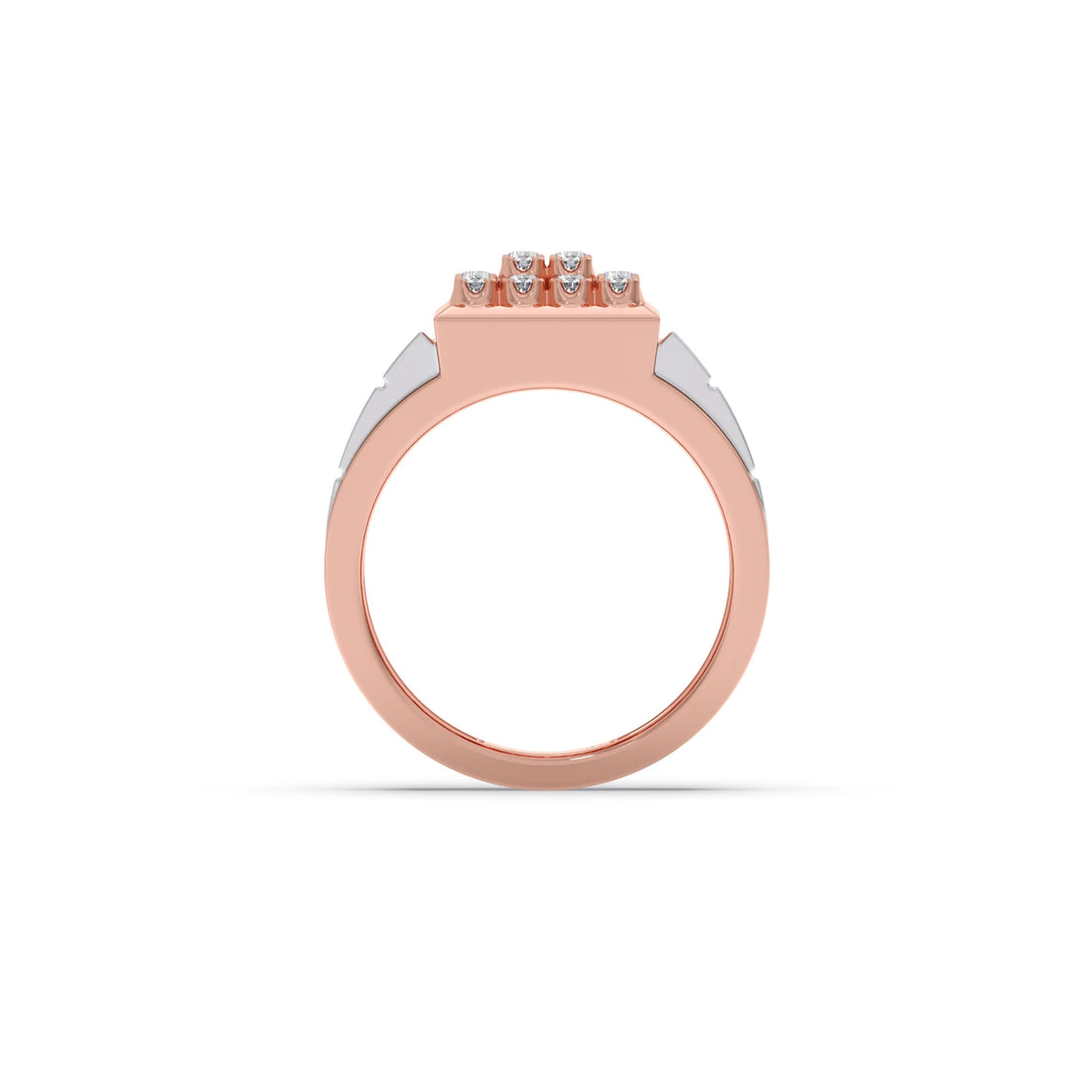 Dual Tone Luxurious Diamond Geometric Men's Band
