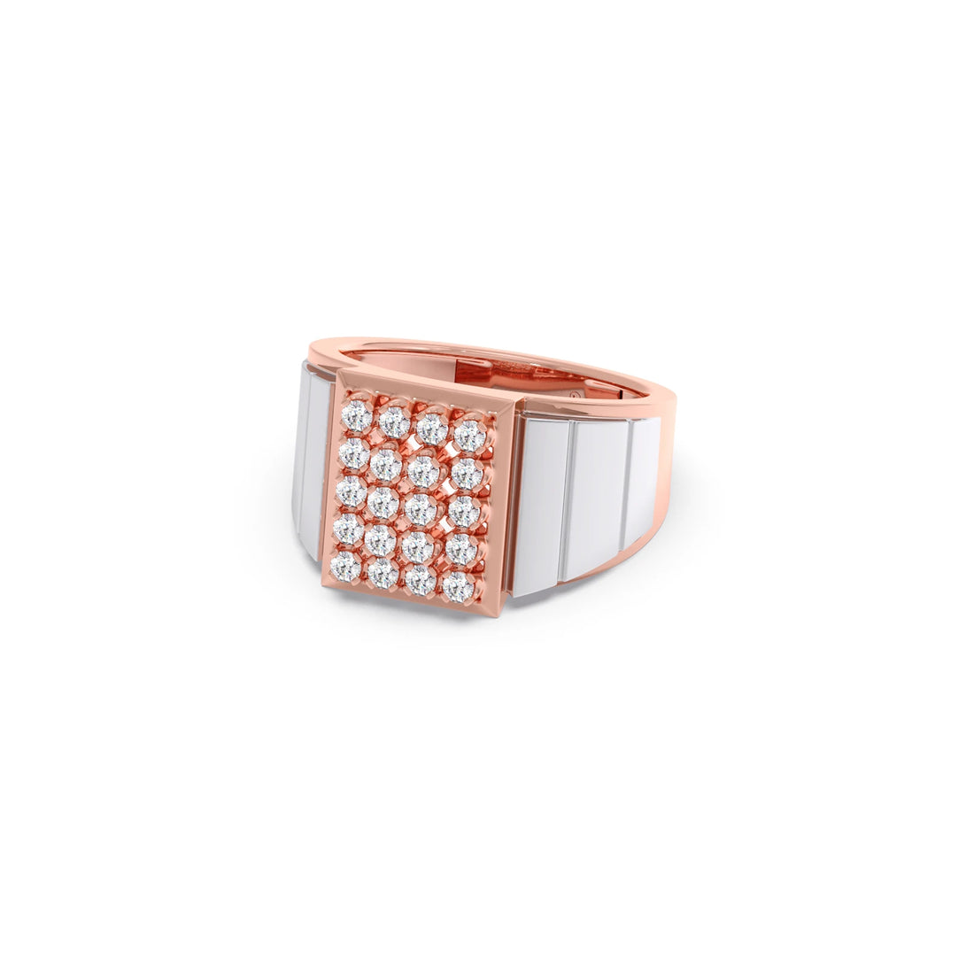 Dual Tone Luxurious Diamond Geometric Men's Band